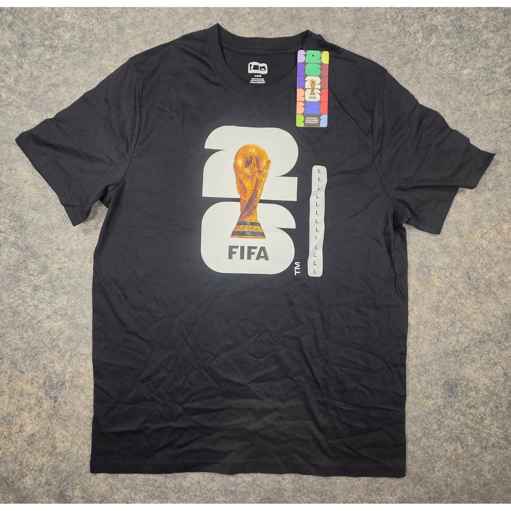 FIFA World Cup 2026 Mens T-Shirt Black Graphic Soccer Outerstuff Large NEW NWT